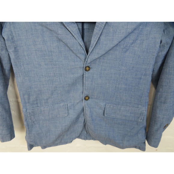 Gap Blazer Mens Large Blue Chambray Office Work Casual Sport Coat 2 Button - Picture 3 of 8